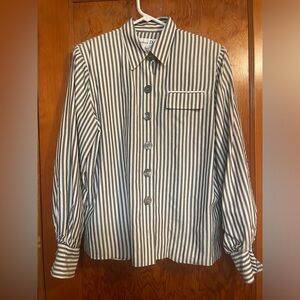 Christian Dior Striped Button Down Blouse